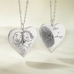 Collier avec Empreinte Digitale et Photo Personnalisés Collier Gravé en Coeur Cadeau de Souvenir d'Anniversaire pour Elle