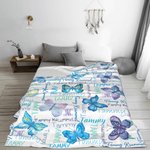 Personalized Watercolor Butterflies Anti Pilling Fleece Blanket with Names Colorful Home Decoration Birthday Gift for Her