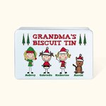 Personalized Christmas Stick Family Clip Art Metal Biscuit Tin