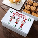Personalized Christmas Stick Family Clip Art Metal Biscuit Tin