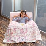Personalized Watercolor Butterflies Anti Pilling Fleece Blanket with Names Colorful Home Decoration Birthday Gift for Her