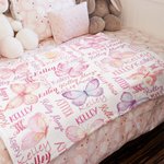 Personalized Watercolor Butterflies Anti Pilling Fleece Blanket with Names Colorful Home Decoration Birthday Gift for Her