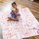 Personalized Watercolor Butterflies Anti Pilling Fleece Blanket with Names Colorful Home Decoration Birthday Gift for Her