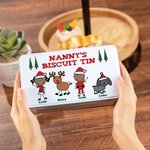 Personalized Christmas Stick Family Clip Art Metal Biscuit Tin