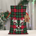 Personalisierte Lovely Reindeer Weihnachten Plaid Geschenk Tasche mit Tags für Weihnachtsdekoration