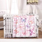 Personalized Watercolor Butterflies Anti Pilling Fleece Blanket with Names Colorful Home Decoration Birthday Gift for Her