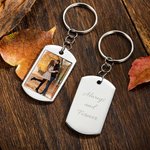 Collier porte-clés photo personnalisé avec texte gravé Cadeau d'anniversaire pour la famille et les amis