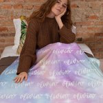 Personalised Cartoon Cute Font Fleece Blanket with Name and Gradient Colour High Quality Super Soft Home Decor Birthday Gift for Kids