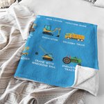 Coperta personalizzata per camion da cantiere con nome - Regalo di lancio per bambini in morbida flanella anti-pilling