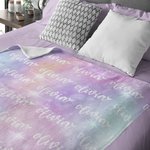 Personalised Cartoon Cute Font Fleece Blanket with Name and Gradient Colour High Quality Super Soft Home Decor Birthday Gift for Kids