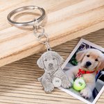 Porte-Clés Personnalisé avec Gravure de Photo d'Animal et Texte à Choix Cadeau pour Propriétaire d'Animal de Compagnie
