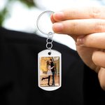 Collier porte-clés photo personnalisé avec texte gravé Cadeau d'anniversaire pour la famille et les amis