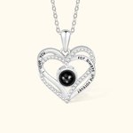 Personalized 100 Languages Photo Projection Necklace with Heart Pendant