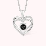 Personalised 100 Languages Photo Projection Necklace with Heart Pendant