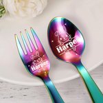 Personalisiertes Besteck Set aus Edelstahl von Lebensmittelqualität mit Namen und Niedlicher Hase Kaninchen Ostern Geburtstag Geschenk für Kinder