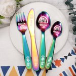 Gepersonaliseerd Regenboogbestek Cadeau voor Kinderen