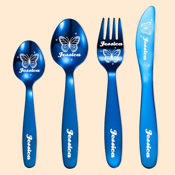 Cadeau pour enfants : Set de couverts papillon personnalisé