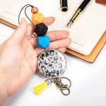 Personalisierte niedliche Leopard Print Name Disc Lanyard mit Quaste und Perlen zurück zu Schule Anerkennung Geschenk für Lehrer