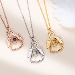 Personalised Guardian Angel Photo Projection Memorial Necklace Sympathy Gift for Women Girls Loss of Loved One