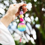 Personalisierte niedliche Leopard Print Name Disc Lanyard mit Quaste und Perlen zurück zu Schule Anerkennung Geschenk für Lehrer
