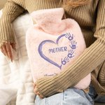 Personalized Heart Hand Hot Water Bottle with Super Soft Fleece Cover for Grandma
