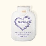 Personalized Heart Hand Hot Water Bottle with Super Soft Fleece Cover for Grandma
