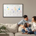 Personalized 1-16 Family Watercolour Flowers Horizontal Frameless Canvas Painting with Name Mother's Day Birthday Gift for Family