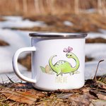 Personalisierte Emaille Dinosaurier Camping Mug Geschenk für Jungen und Mädchen