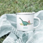 Personalisierte Emaille Dinosaurier Camping Mug Geschenk für Jungen und Mädchen