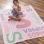 Personalised Super Soft Fleece Blanket with Name and Initial Birthday Gift for Kids