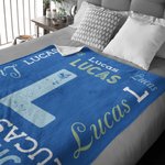 Personalised Super Soft Fleece Blanket with Name and Initial Birthday Gift for Kids