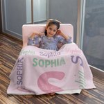 Personalised Super Soft Fleece Blanket with Name and Initial Birthday Gift for Kids