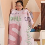 Personalised Super Soft Fleece Blanket with Name and Initial Birthday Gift for Kids