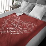 Couverture Super Douce Personnalisée avec 1-20 Noms en Forme de Coeur Décoration Intérieure Cadeau Anniversaire Saint-Valentin pour Couple Famille