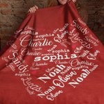 Couverture Super Douce Personnalisée avec 1-20 Noms en Forme de Coeur Décoration Intérieure Cadeau Anniversaire Saint-Valentin pour Couple Famille