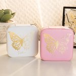 Personalized Half Butterfly Half Birth Flower Leather Jewellery Box