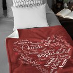 Couverture Super Douce Personnalisée avec 1-20 Noms en Forme de Coeur Décoration Intérieure Cadeau Anniversaire Saint-Valentin pour Couple Famille