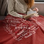 Couverture Super Douce Personnalisée avec 1-20 Noms en Forme de Coeur Décoration Intérieure Cadeau Anniversaire Saint-Valentin pour Couple Famille