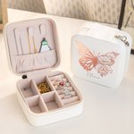 Personalized Half Butterfly Half Birth Flower Leather Jewellery Box