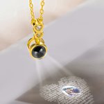 Collier Double Coeur en Argent Sterling Personnalisé avec Projection de Photo et Je t'aime en 100 Langues Cadeau Anniversaire pour Femme