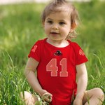 Personlig sporttröja med fotbollsdesign och namn, nummer och laglogotyp 100% bomull Present till baby