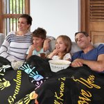 Personalized Gradient Handprints Love Heart Multi Colour Family Blanket with 1-13 Names Christmas Day Mother's Day Gift for Grandmother Mother