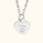 Personalizado Paw Print Corazón Collar con Nombre de Mascota para Pet Lover Regalo