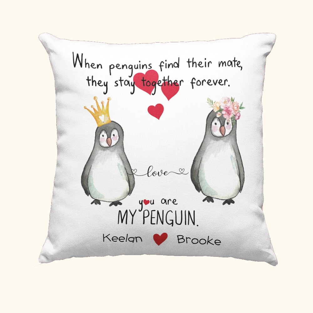 Personalisierte Pinguin Paar Kissen werfen Kissenbezug