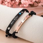 Personalized 2 Pcs Couple Woven Adjustable Bracelet  for Valentine's Day Anniversary Gift