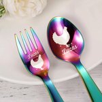 Cadeaux de sets de couverts personnalisés sur le thème du poulet