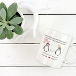 Mug Personnalisé avec Motifs Pingouins et Nom pour Couple Cadeau de Saint-Valentin