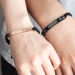 Personalized 2 Pcs Couple Woven Adjustable Bracelet  for Valentine's Day Anniversary Gift