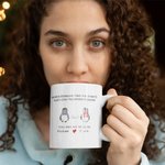 Mug Personnalisé avec Motifs Pingouins et Nom pour Couple Cadeau de Saint-Valentin