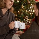 Mug Personnalisé avec Motifs Pingouins et Nom pour Couple Cadeau de Saint-Valentin